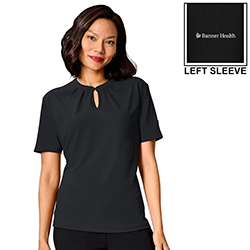 LADIES KEYHOLE NECKLINE SHORT SLEEVE BLOUSE